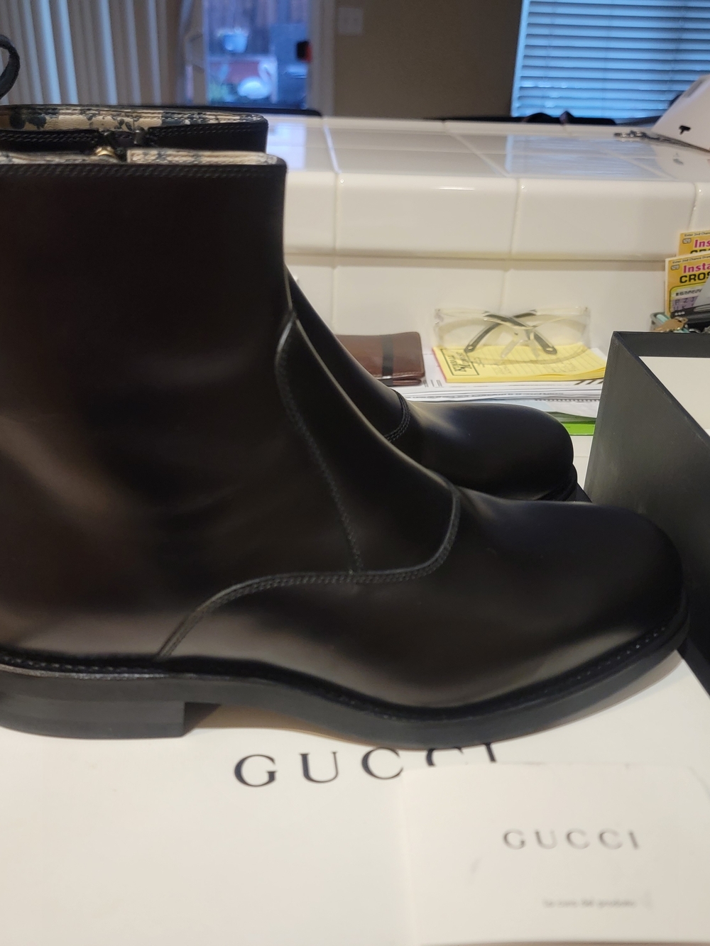 Gucci Black Calf  Leather Nero Zip Up Boots - Picture 8 of 9